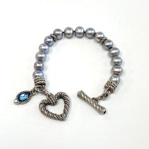 Judith Ripka Pearl Toggle Bracelet / Sterling